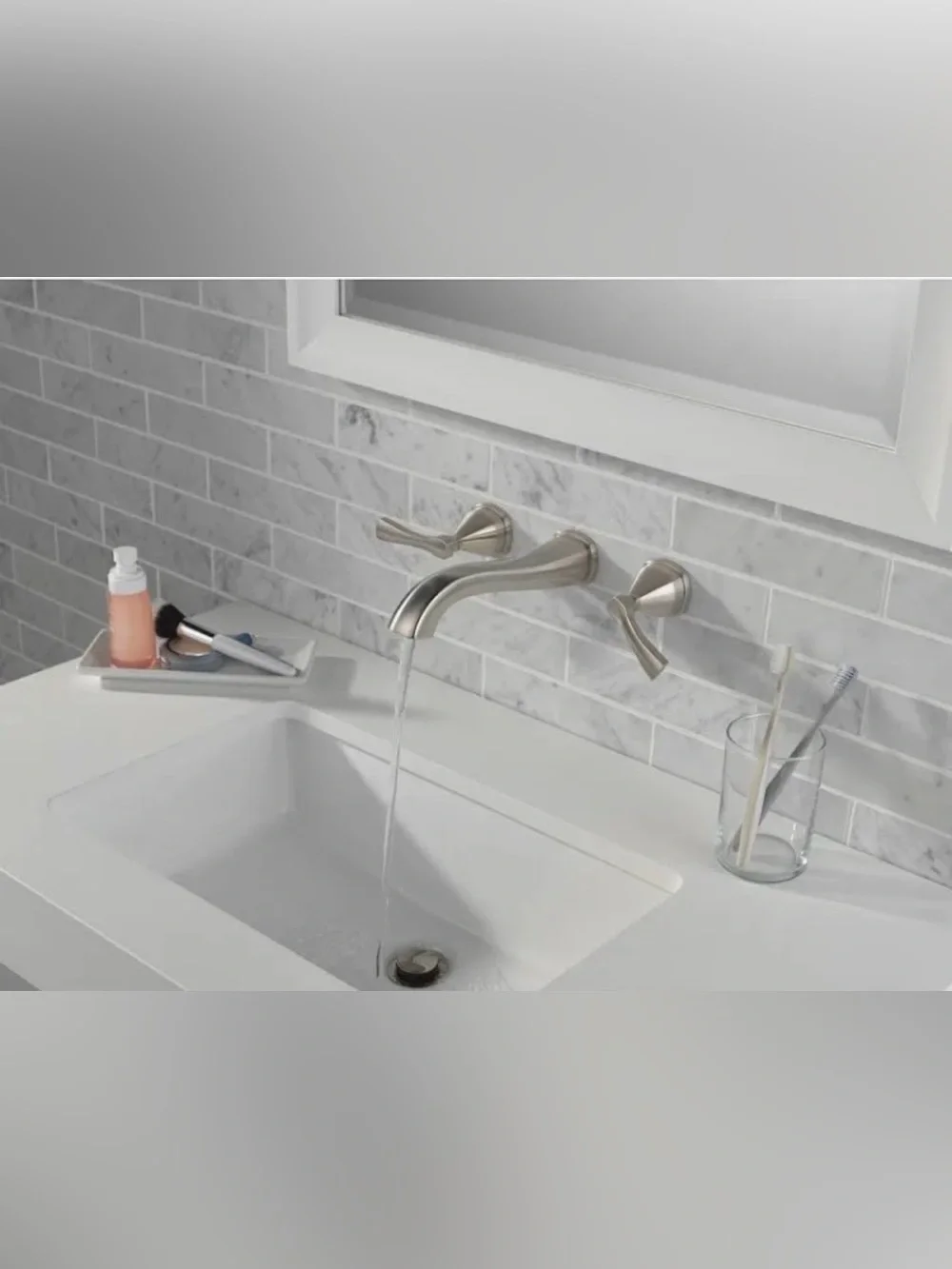 Delta Satin Nickel Wall-Mount Bath Faucet Set